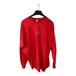Jerzees Dri-Power Jordan Jumpman Long Sleeve Shirt Mens XL Red Cotton 90s Style